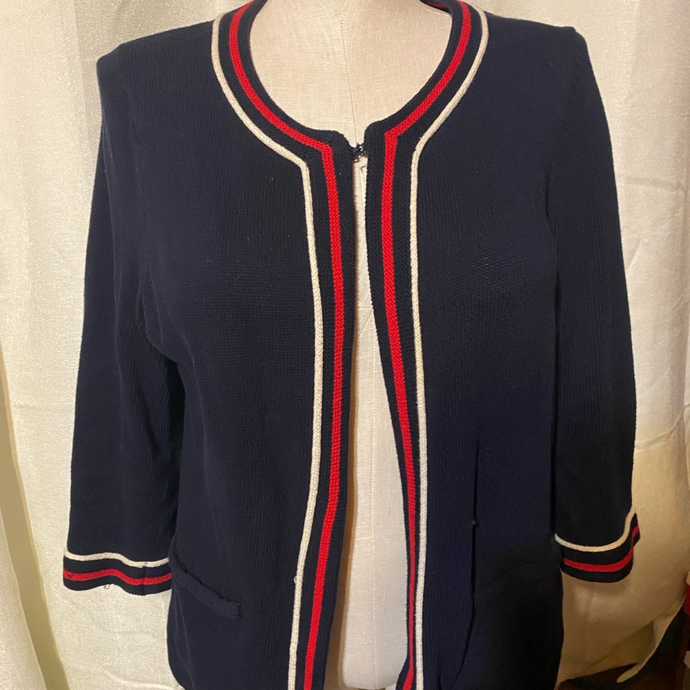 Talbots Navy 3/4 length sleeve sweater Sz L